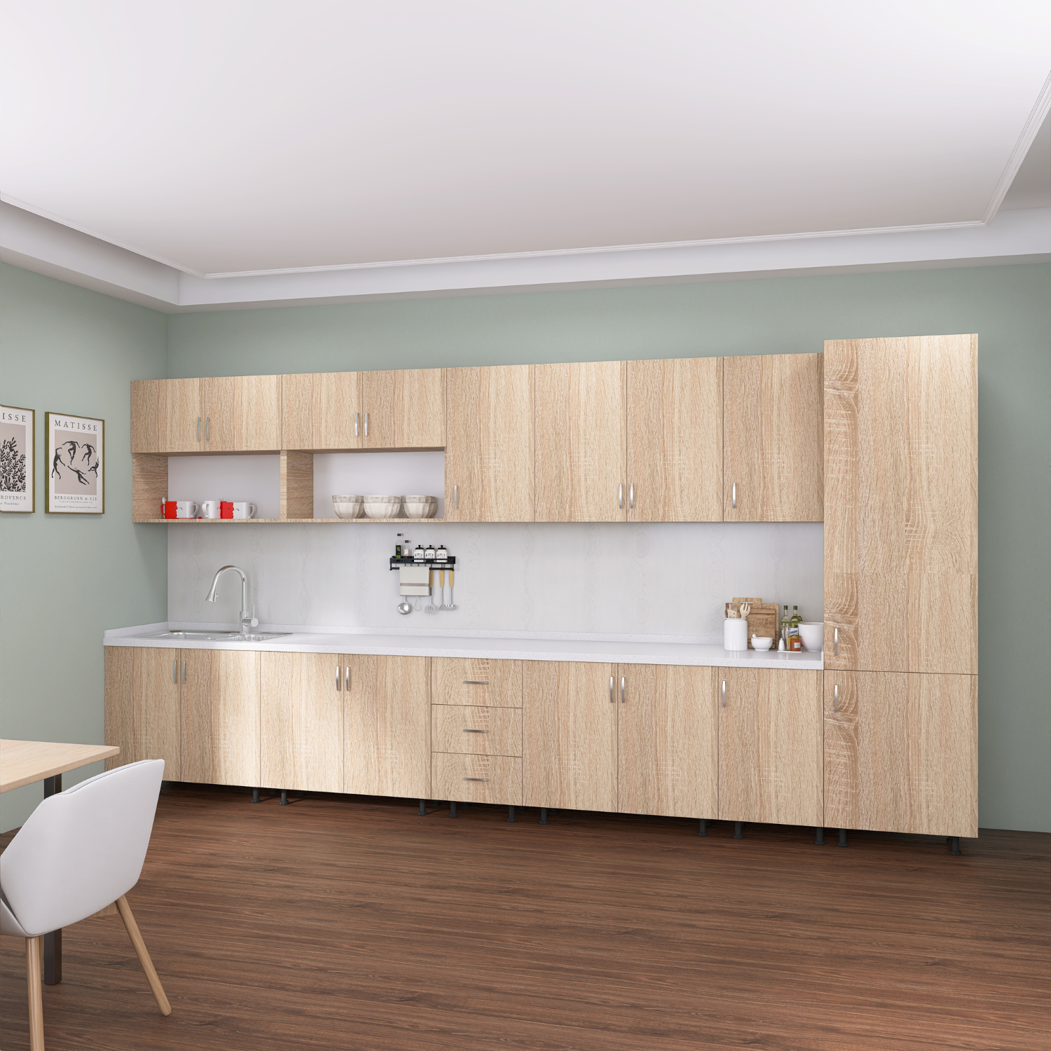 Bucatarie Modulara Mondo 360cm, Material Pal 18mm, Culoare Stejar Sonoma - imagine 2