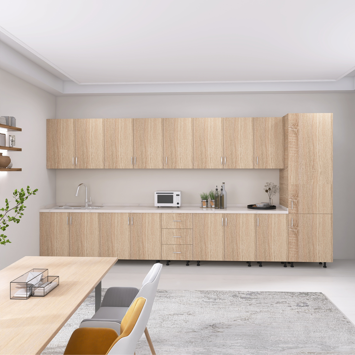 Bucatarie Modulara Mondo 380cm,Picioare Reglabile, Material Pal 18mm, Culoare Stejar Sonoma - imagine 2