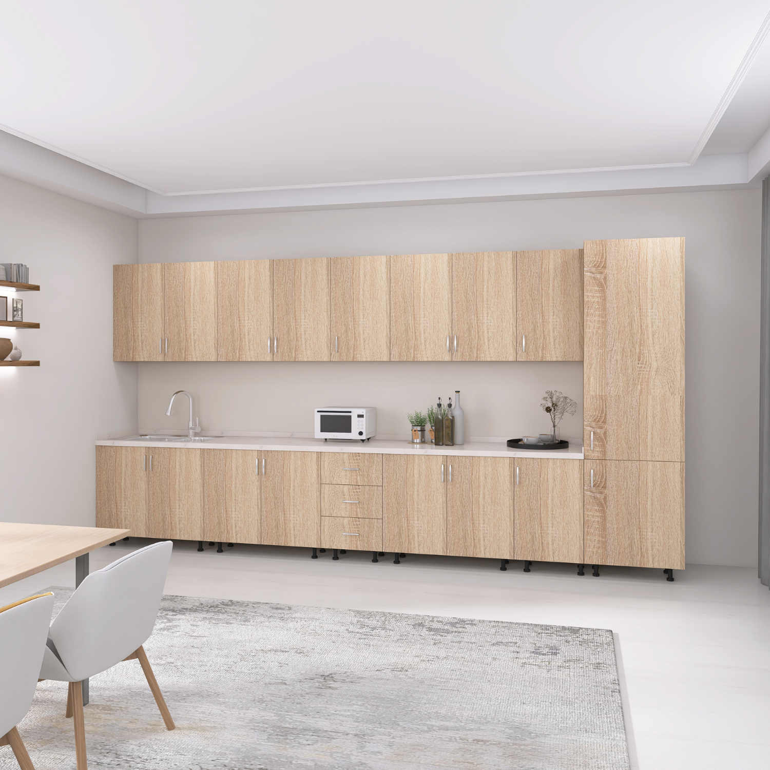 Bucatarie Modulara Mondo 380cm,Picioare Reglabile, Material Pal 18mm, Culoare Stejar Sonoma - imagine 3