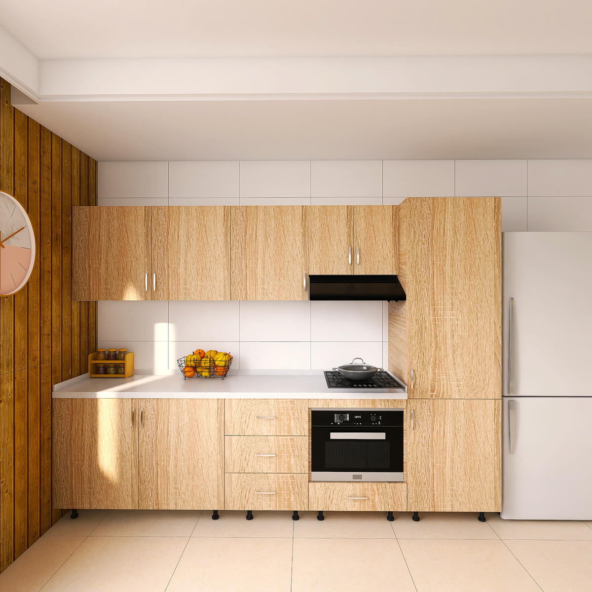 Bucatarie RIMINI 240 cm, Material PAL 18mm, Culoare Stejar Sonoma , Blat termorezistent 2.8cm - imagine 4