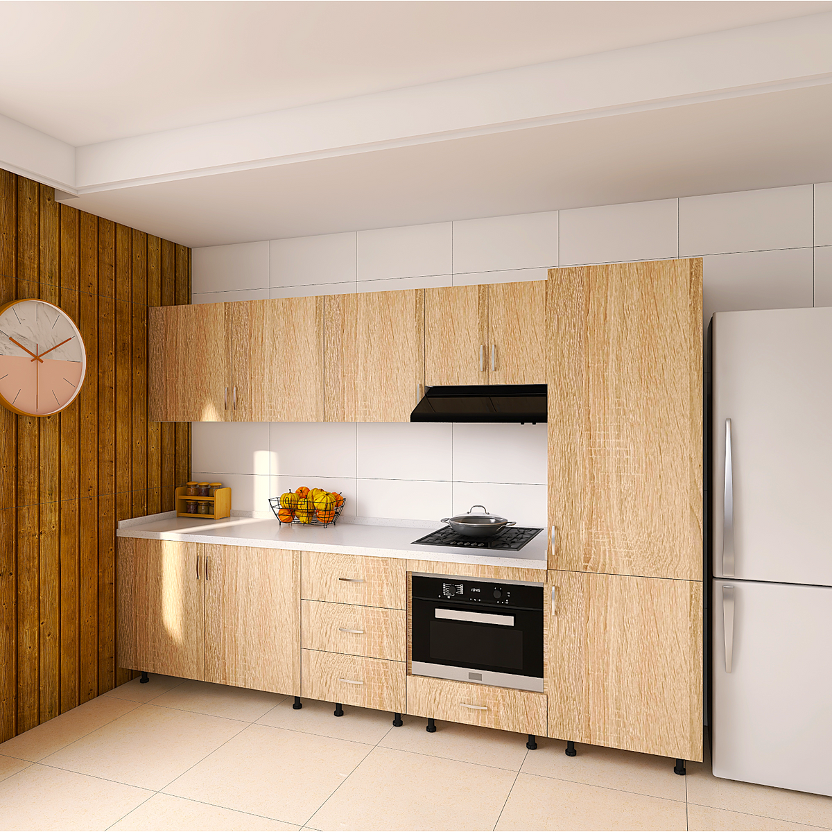 Bucatarie RIMINI 240 cm, Material PAL 18mm, Culoare Stejar Sonoma , Blat termorezistent 2.8cm - imagine 3