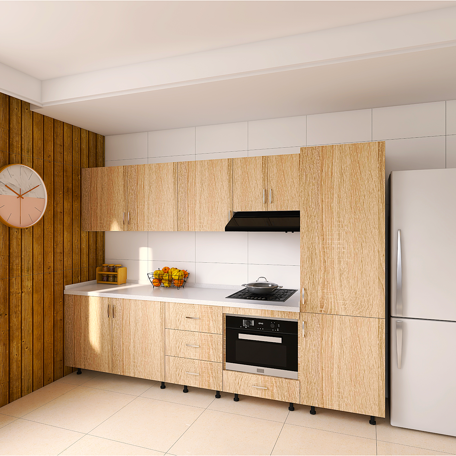 Bucatarie RIMINI 240 cm, Material PAL 18mm, Culoare Stejar Sonoma , Blat termorezistent 2.8cm - imagine 3
