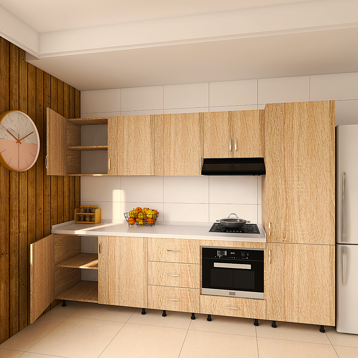 Bucatarie RIMINI 240 cm, Material PAL 18mm, Culoare Stejar Sonoma , Blat termorezistent 2.8cm - imagine 2