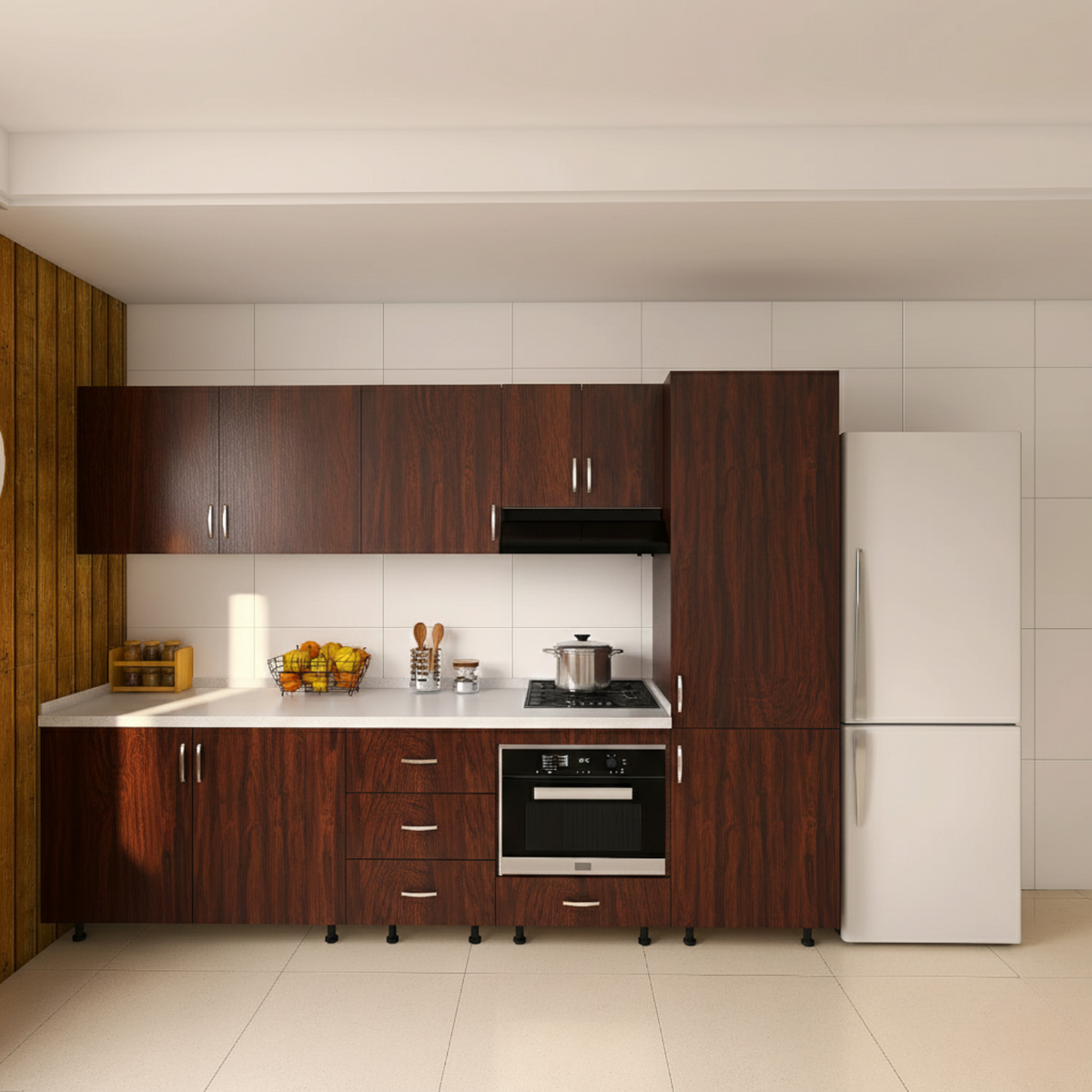 Bucatarie RIMINI 240 cm, Material PAL 18mm, Culoare Wenge , Blat termorezistent 2.8cm