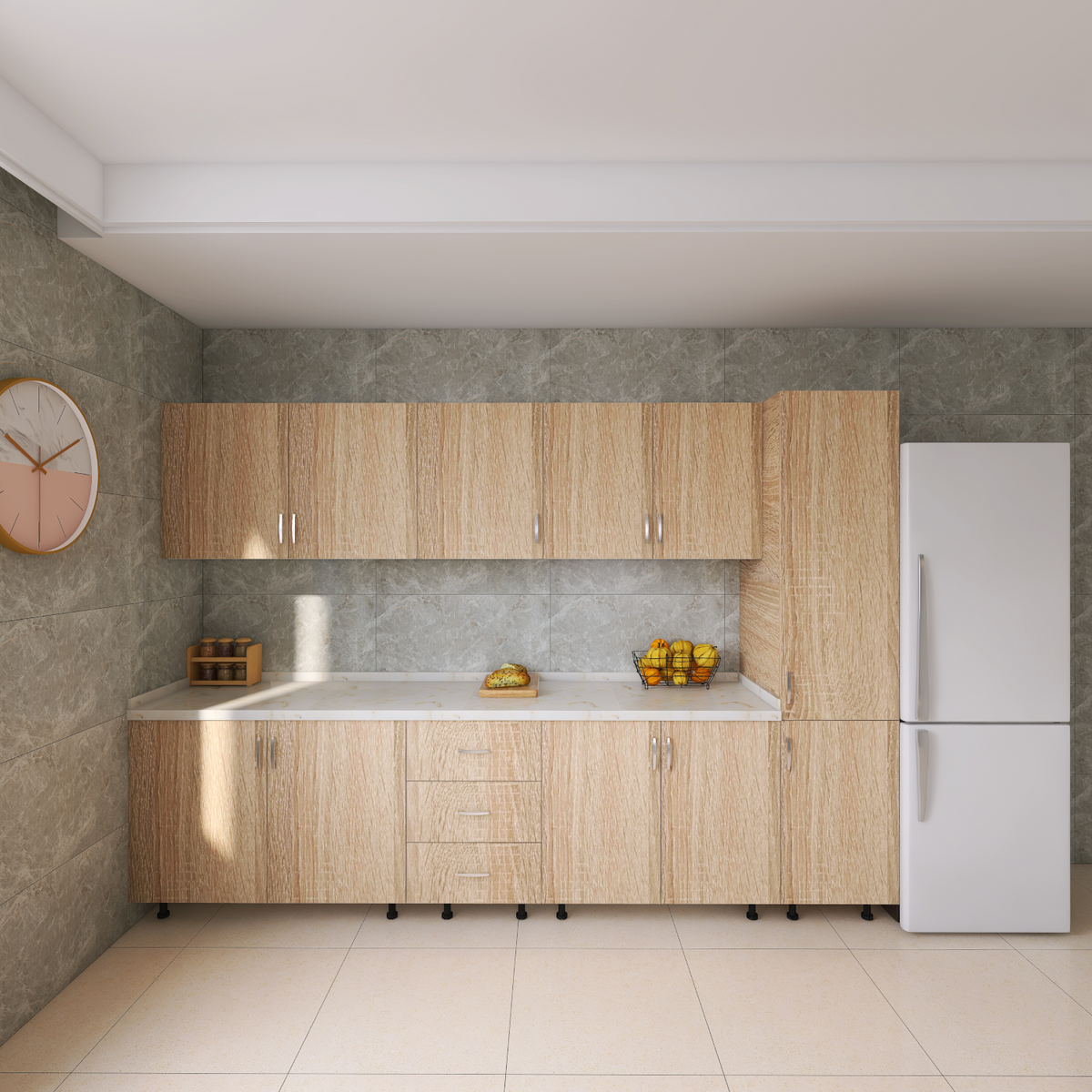 Bucatarie RIMINI 260 cm, Material PAL 18mm, Culoare Stejar Sonoma , Blat termorezistent 2.8cm - imagine 4