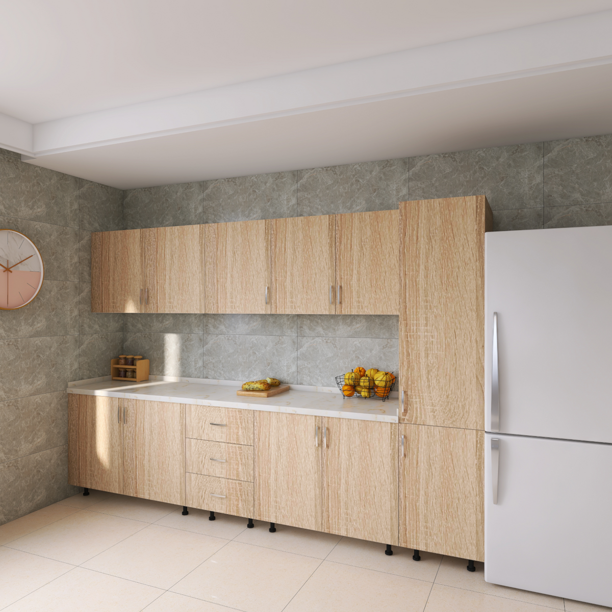Bucatarie RIMINI 260 cm, Material PAL 18mm, Culoare Stejar Sonoma , Blat termorezistent 2.8cm - imagine 3