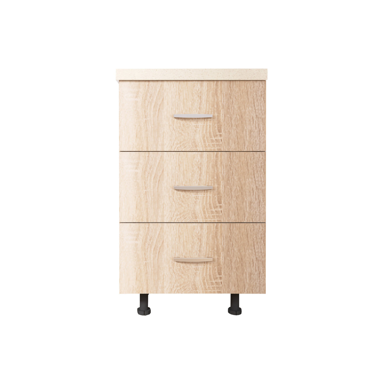 Corp Baza Bucatarie cu 3 sertare, L40cm x H90cm x A50cm, Culoare  Sonoma, Pal 18mm, Blat Termorezistent, - imagine 3