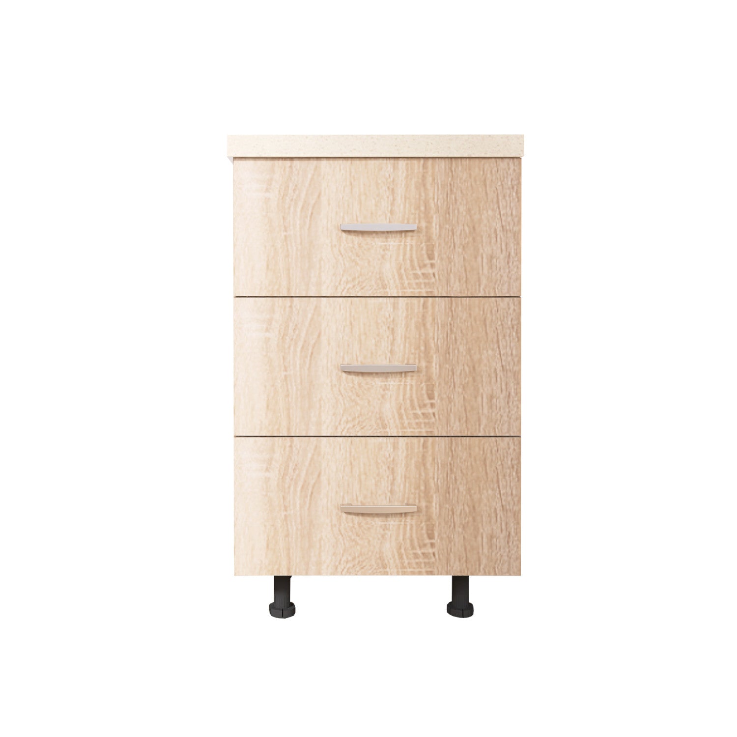 Corp Baza Bucatarie cu 3 sertare, L40cm x H90cm x A50cm, Culoare  Sonoma, Pal 18mm, Blat Termorezistent, - imagine 3