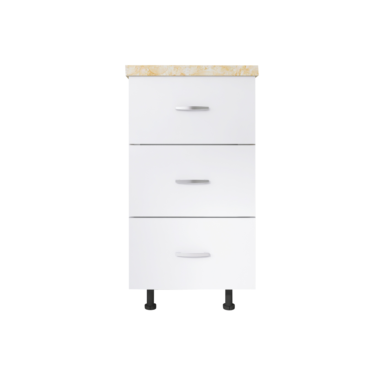 Corp Baza Bucatarie cu 3 sertare, L60cm x H90cm x A50cm, Culoare  Alb, Pal 18mm, Blat Termorezistent 2.8cm - imagine 2