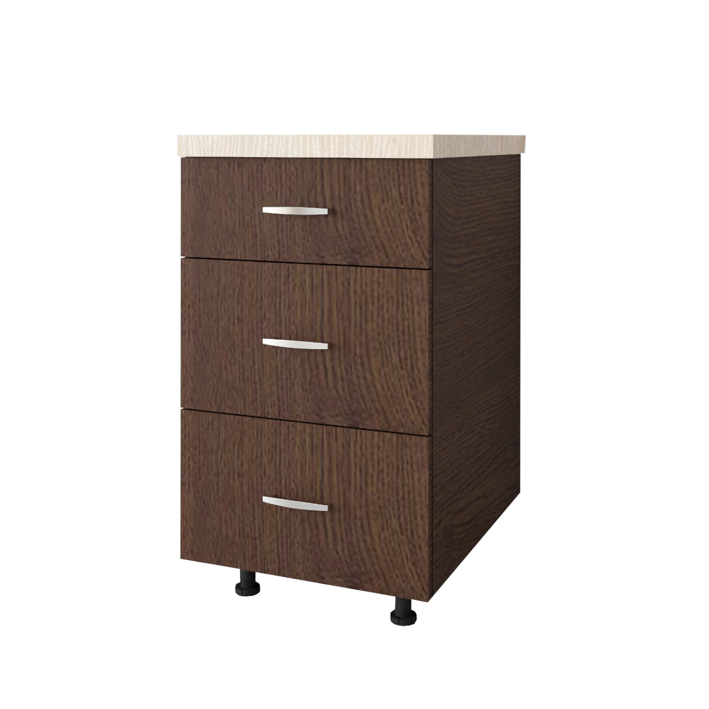 Corp Baza Bucatarie cu 3 sertare, L60cm x H90cm x A50cm, Culoare Wenge, Pal 18mm, Blat Termorezistent, - imagine 2