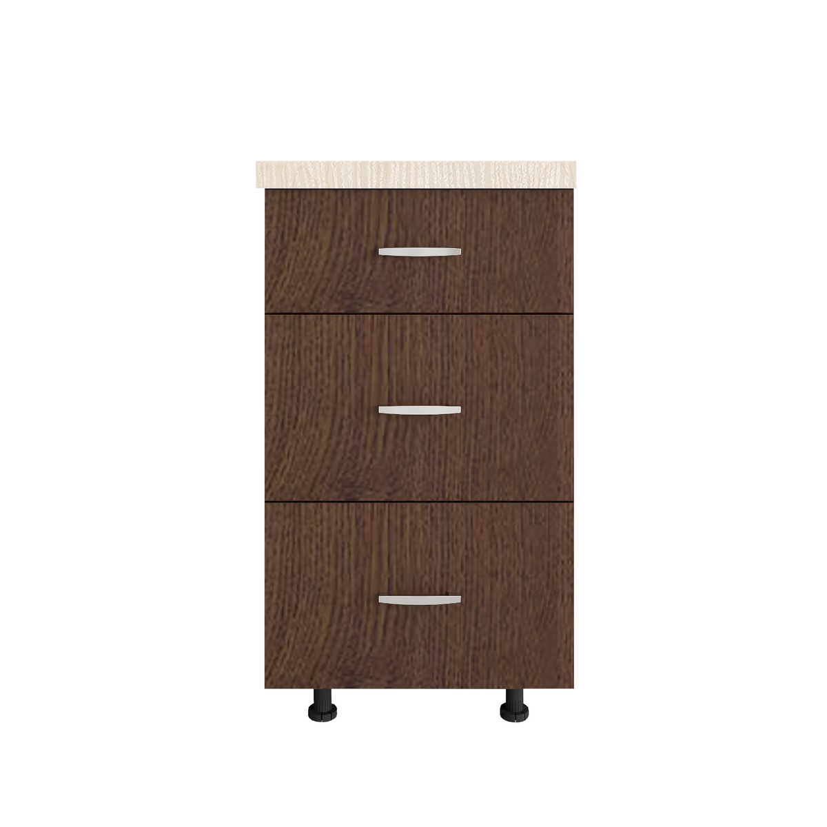 Corp Baza Bucatarie cu 3 sertare, L60cm x H90cm x A50cm, Culoare Wenge, Pal 18mm, Blat Termorezistent, - imagine 3
