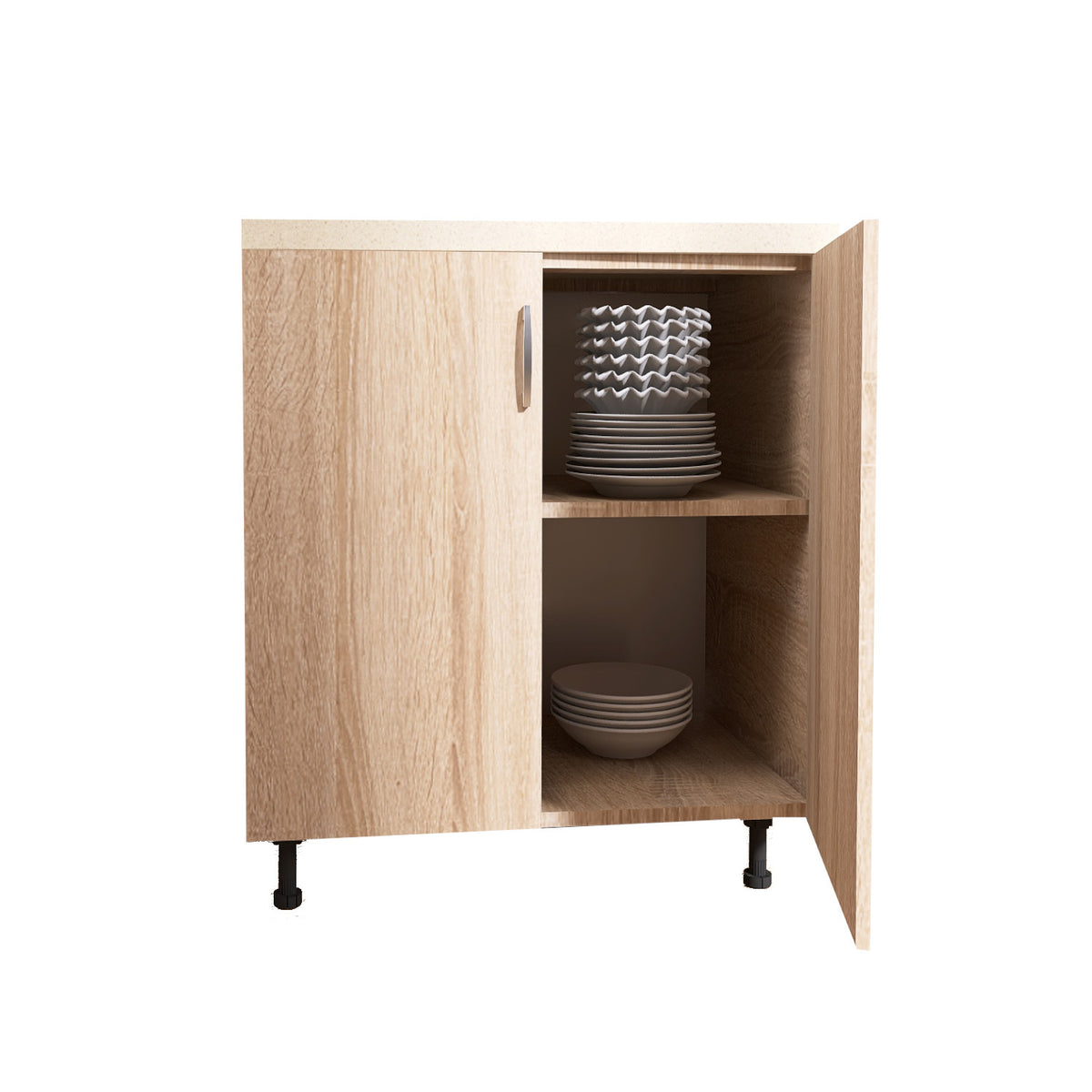 Corp Baza Bucatarie Cu Blat Termorezistent, L60cm x H90cm x A50cm, Culoare  Sonoma, Pal 18mm - imagine 2