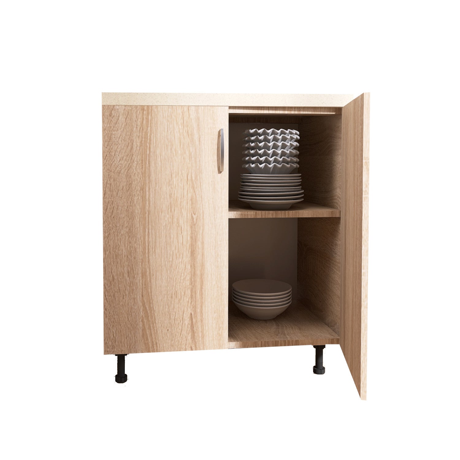 Corp Baza Bucatarie Cu Blat Termorezistent, L60cm x H90cm x A50cm, Culoare  Sonoma, Pal 18mm - imagine 2