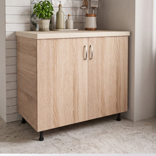 Corp Baza Bucatarie Cu Blat Termorezistent, L80cm x H90cm x A50cm, Culoare  Sonoma, Pal 18mm