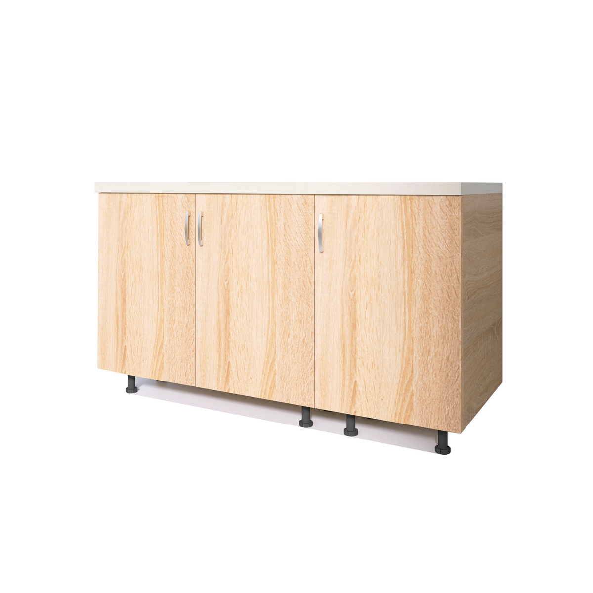 Corp Inferior Bucatarie 120x50x90 cm CU 3 USI, Culoare Sonoma, Pal 18mm, Blat Termorezistent - imagine 6