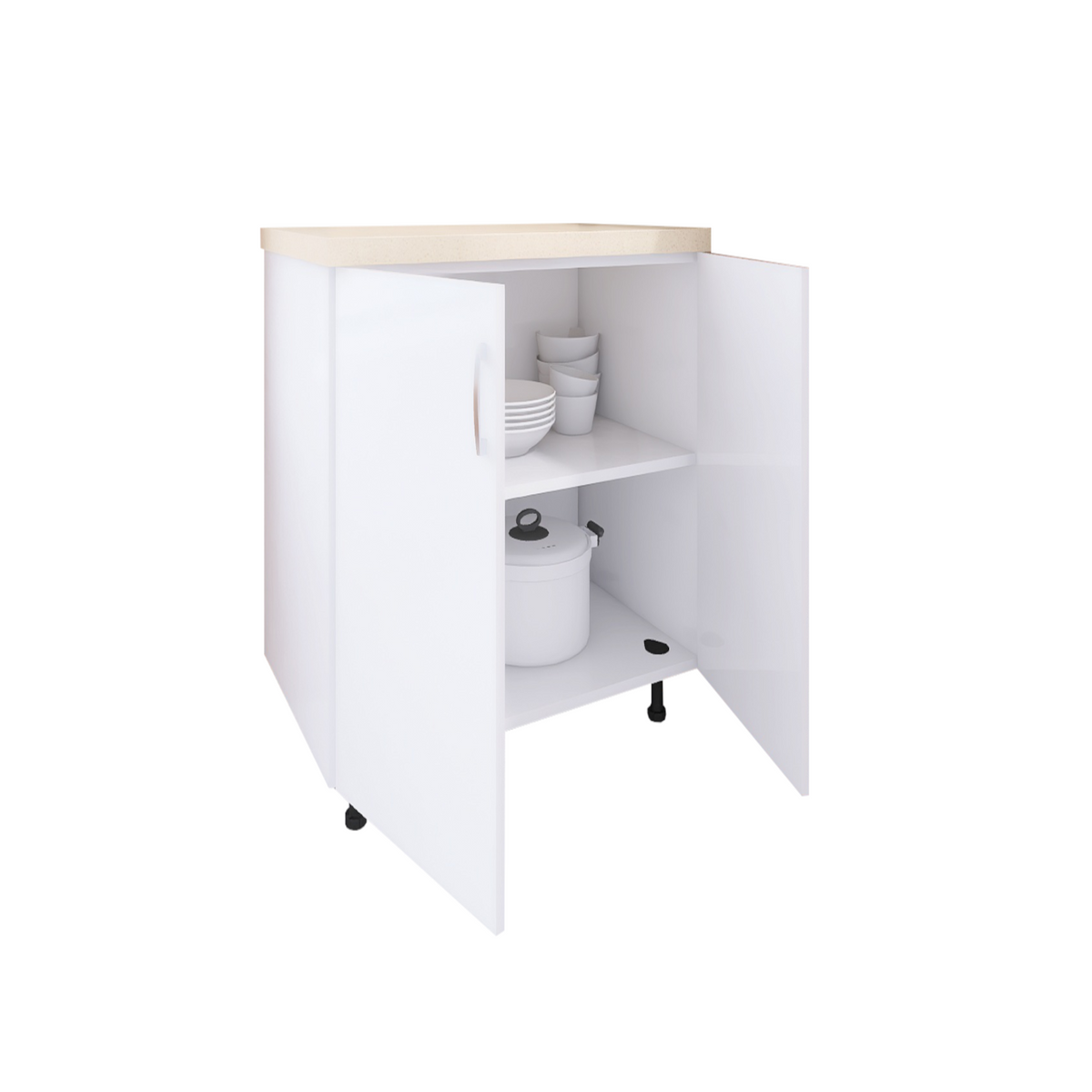 Corp Inferior Bucatarie 60x90x50 cm, Culoare Alb Mat, Pal 18mm - imagine 4