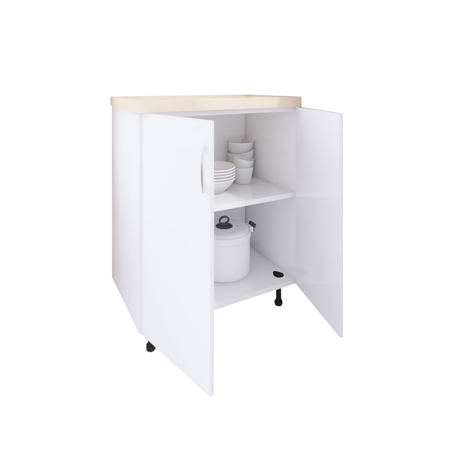 Corp Inferior Bucatarie 80x90x50 cm, Culoare Alb Mat, Pal 18mm - imagine 2
