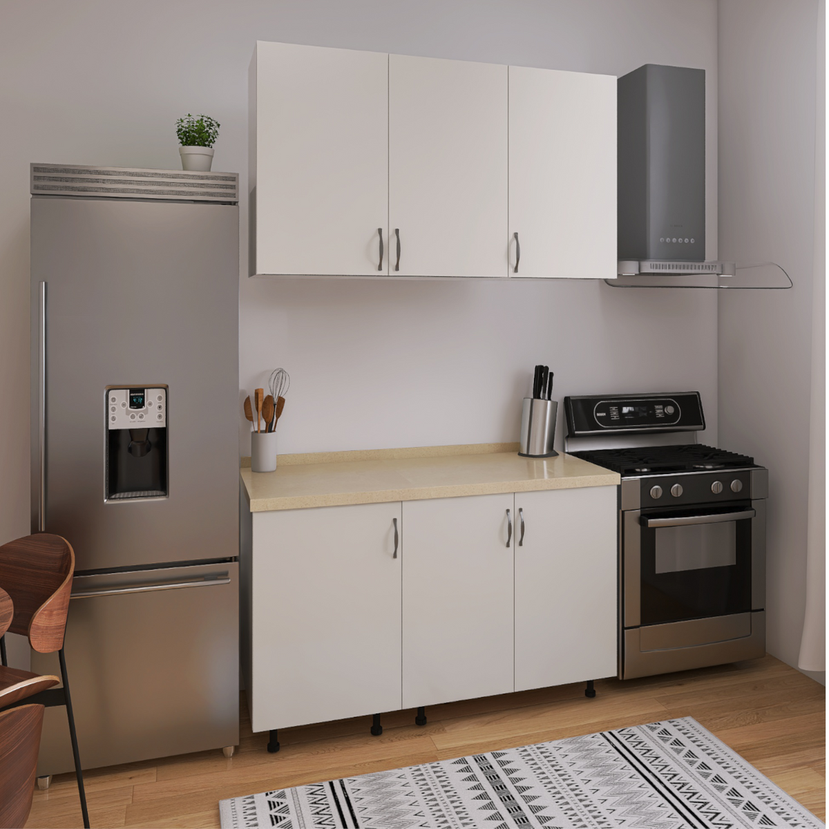 Corp Inferior Bucatarie 80x90x50 cm, Culoare Alb Mat, Pal 18mm - imagine 4