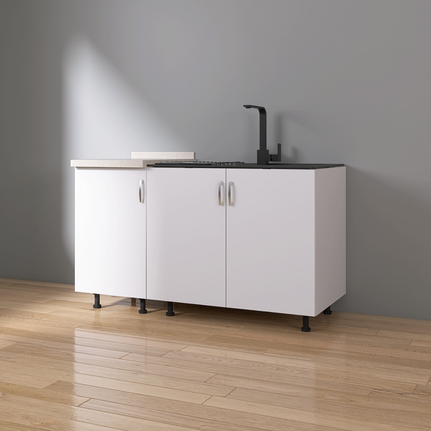 Corp Inferior Bucatarie cu 3 usi  120x50x90 cm, Culoare Alb, Pal 18mm, Blat Termorezistent 2.8 cm - imagine 3