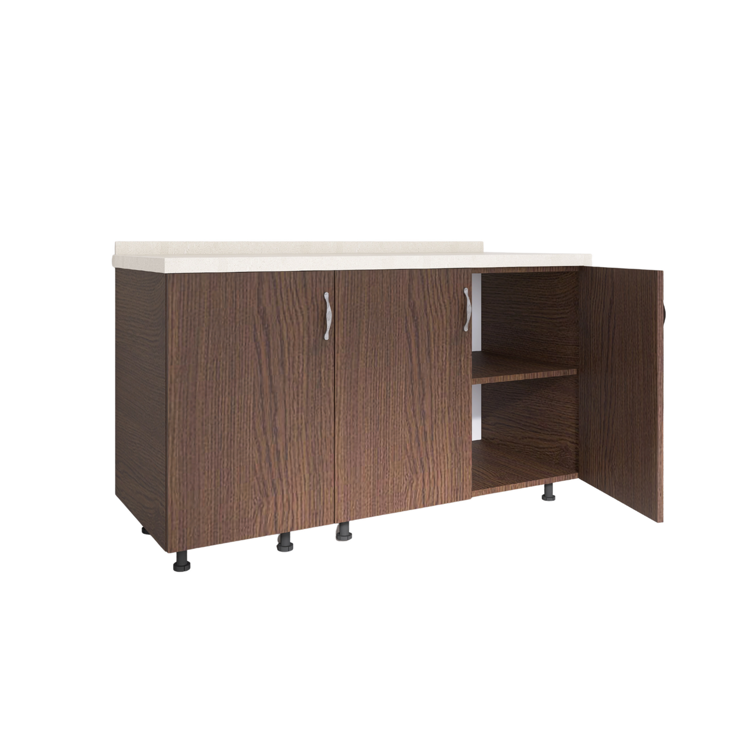 Corp Inferior Bucatarie cu 3 usi L100xA50xH90 cm, Culoare WENGE, Pal 18mm, Blat Termorezistent 2.8 cm - imagine 2