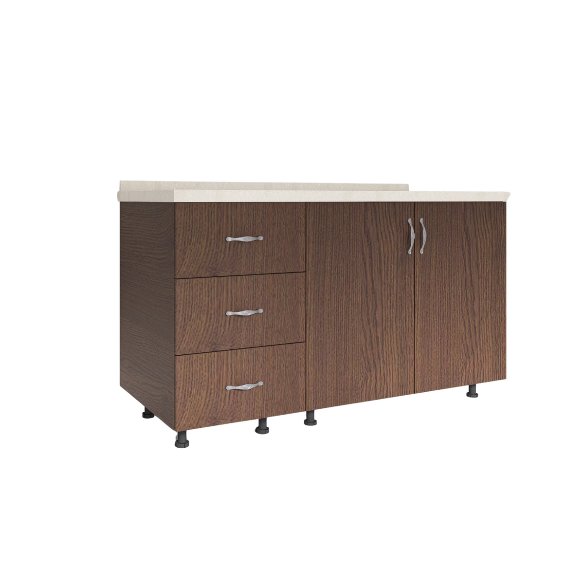 Corp Inferior Bucatarie  L100xA50xH90 cm, Culoare WENGE, Pal 18mm, Blat Termorezistent 2.8 cm - imagine 2