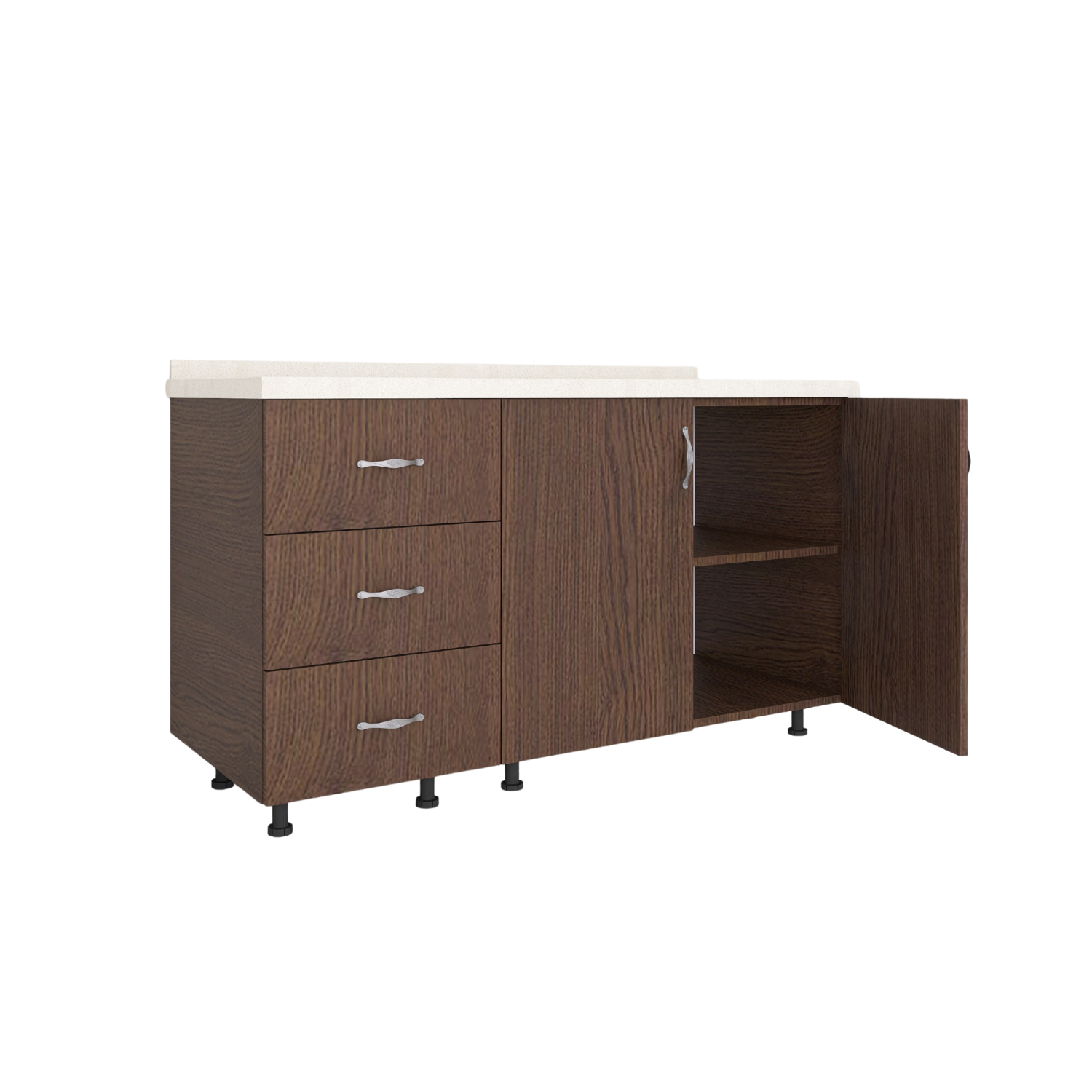 Corp Inferior Bucatarie  L100xA50xH90 cm, Culoare WENGE, Pal 18mm, Blat Termorezistent 2.8 cm