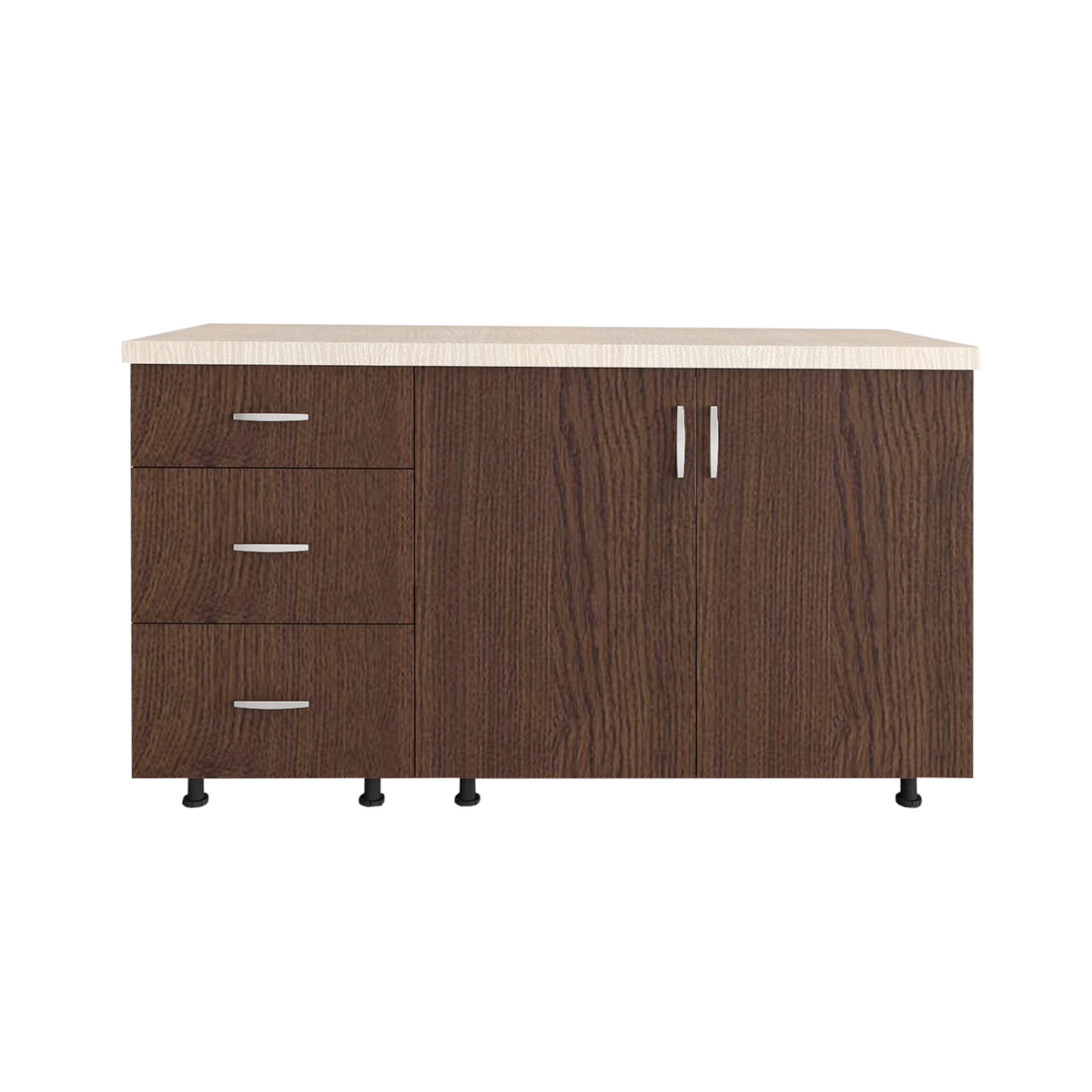 Corp Inferior Bucatarie L120xA50xH90 cm, Culoare WENGE, Pal 18mm, Blat Termorezistent 2.8 cm - imagine 3