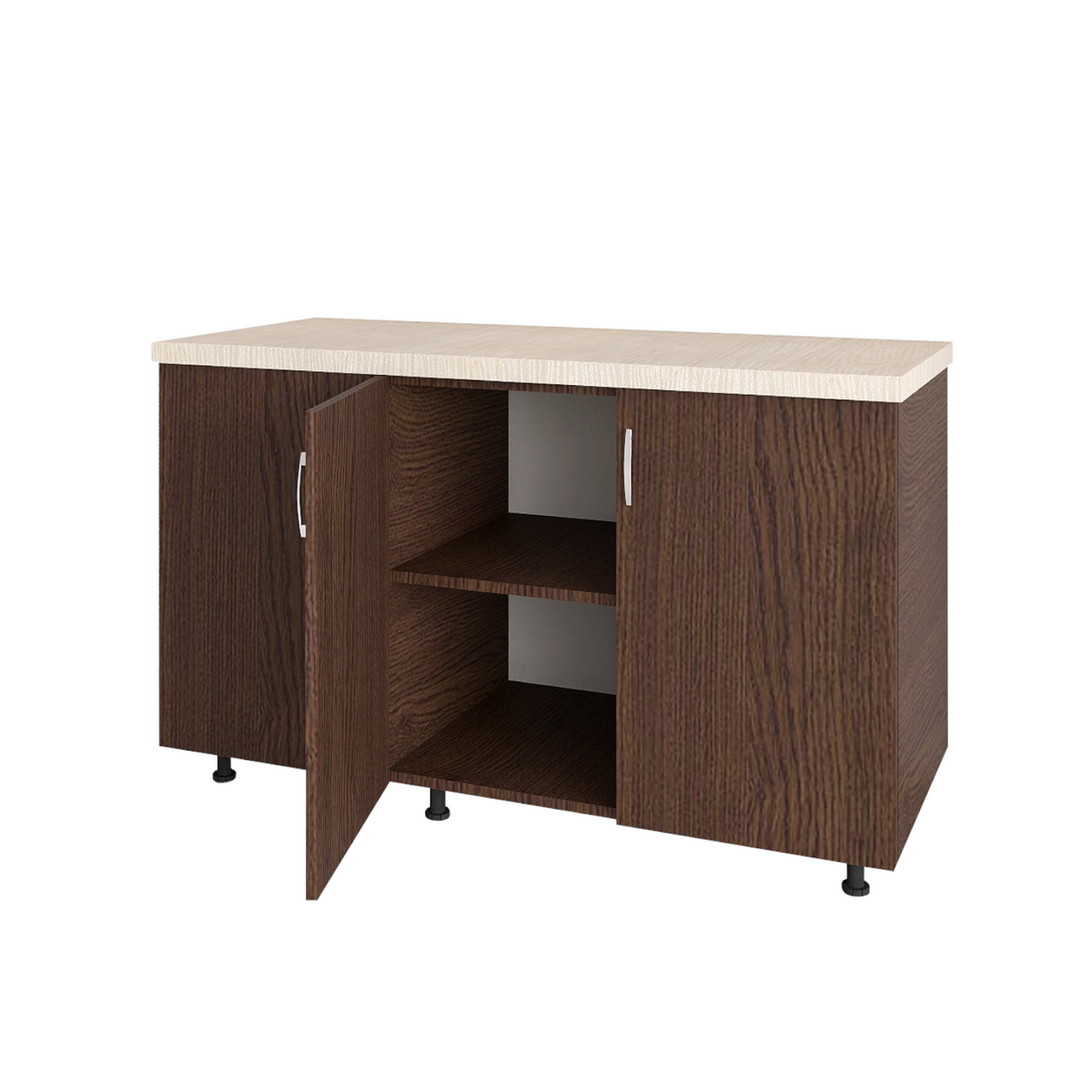 Corp Inferior Bucatarie L120xA50xH90 cm, Culoare WENGE, Pal 18mm, Blat Termorezistent 2.8 cm - imagine 2