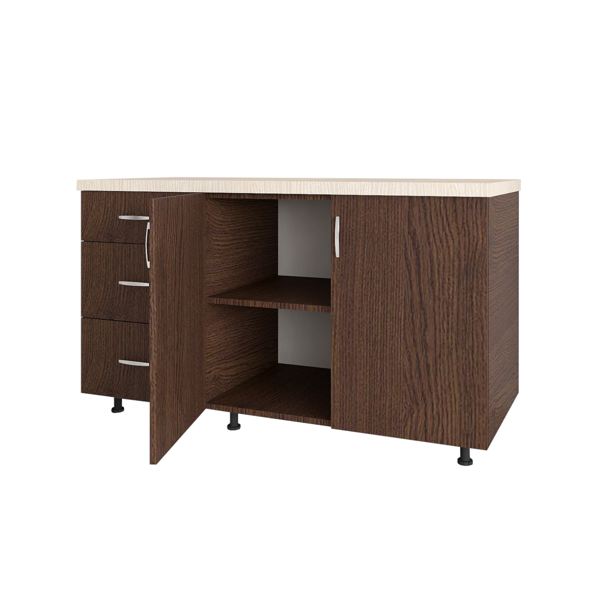 Corp Inferior Bucatarie L120xA50xH90 cm, Culoare WENGE, Pal 18mm, Blat Termorezistent 2.8 cm - imagine 2