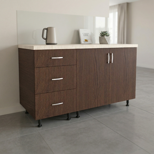 Corp Inferior Bucatarie L120xA50xH90 cm, Culoare WENGE, Pal 18mm, Blat Termorezistent 2.8 cm