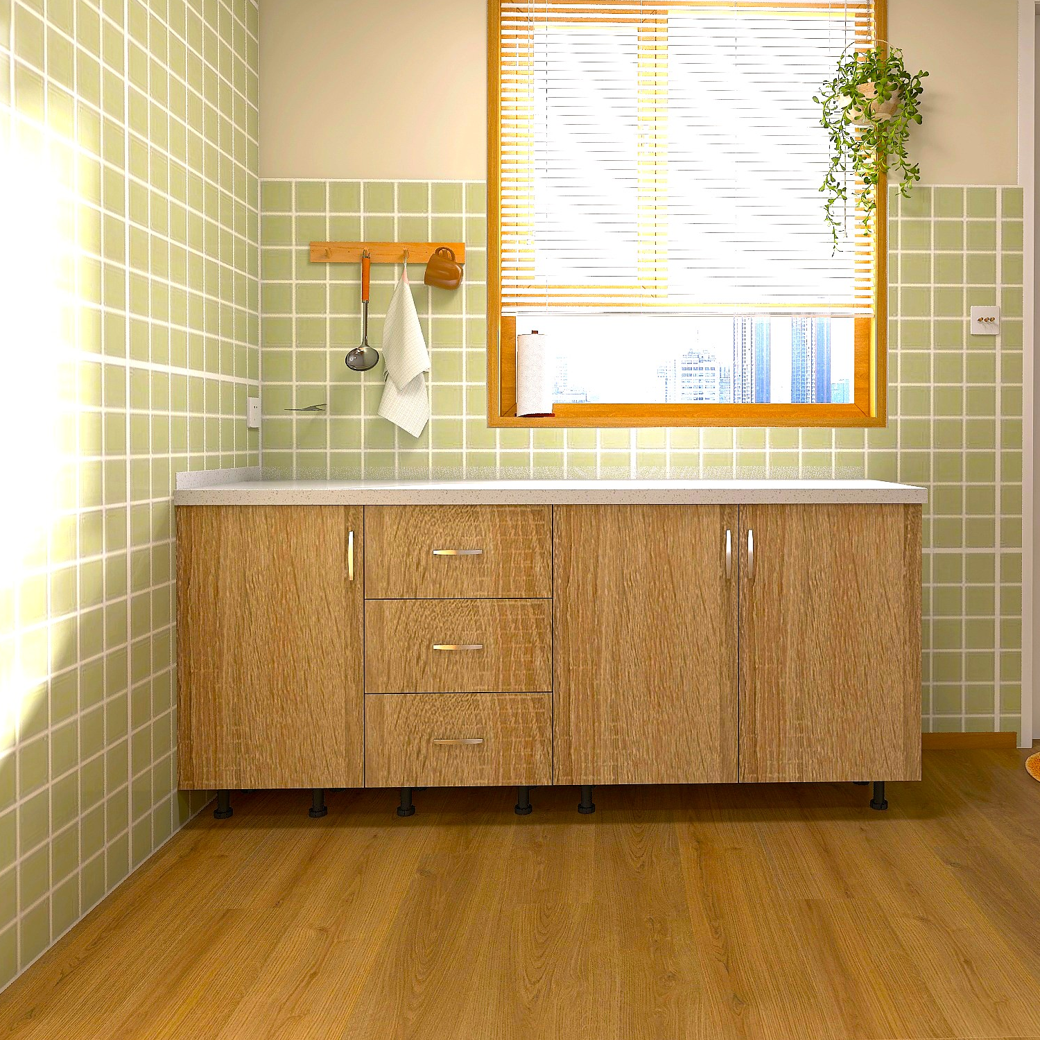 Corp Inferior Bucatarie, L140 x H90 x A50 cm, Stejar Sonoma, Pal 18mm - imagine 2