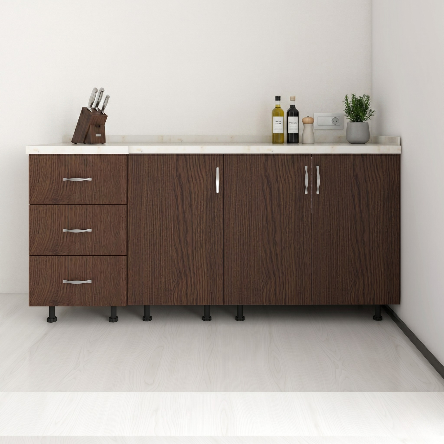 Corp Inferior Bucatarie, L140 x H90 x A50 cm, Wenge, Pal 18mm - imagine 3