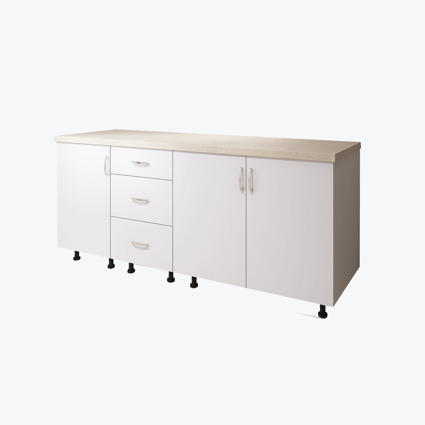 Corp Inferior Bucatarie L160xA50xH90 cm, Culoare ALB, Pal 18mm, Blat Termorezistent 2.8 cm - imagine 4
