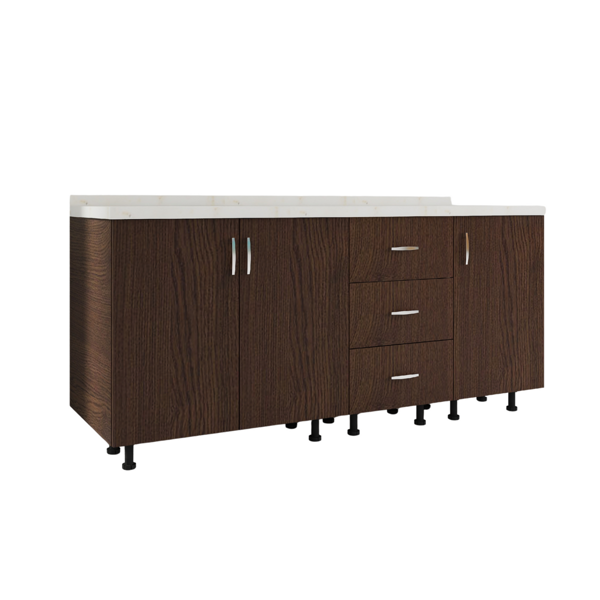 Corp Inferior Bucatarie L160xA50xH90 cm, Culoare Wenge, Pal 18mm, Blat Termorezistent 2.8 cm