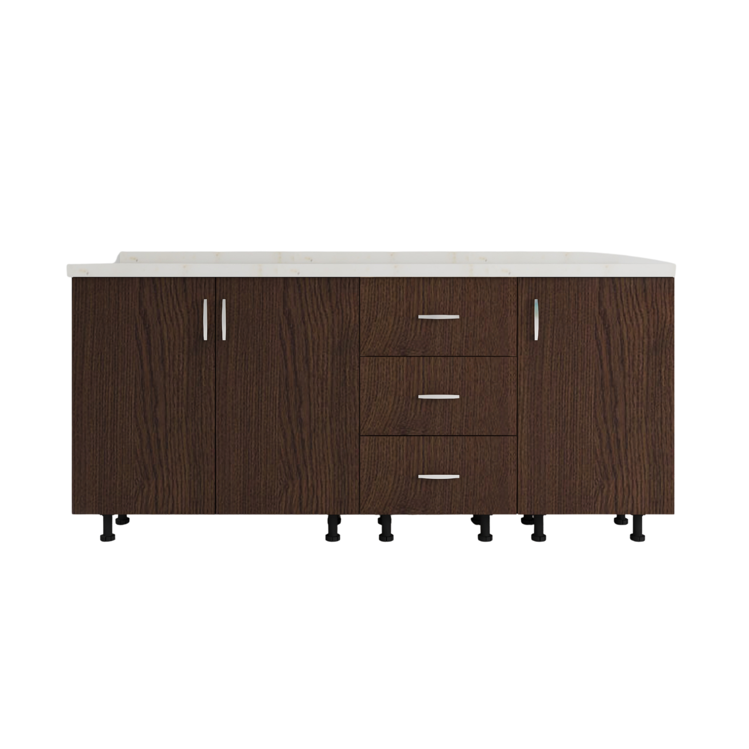 Corp Inferior Bucatarie L160xA50xH90 cm, Culoare Wenge, Pal 18mm, Blat Termorezistent 2.8 cm - imagine 3