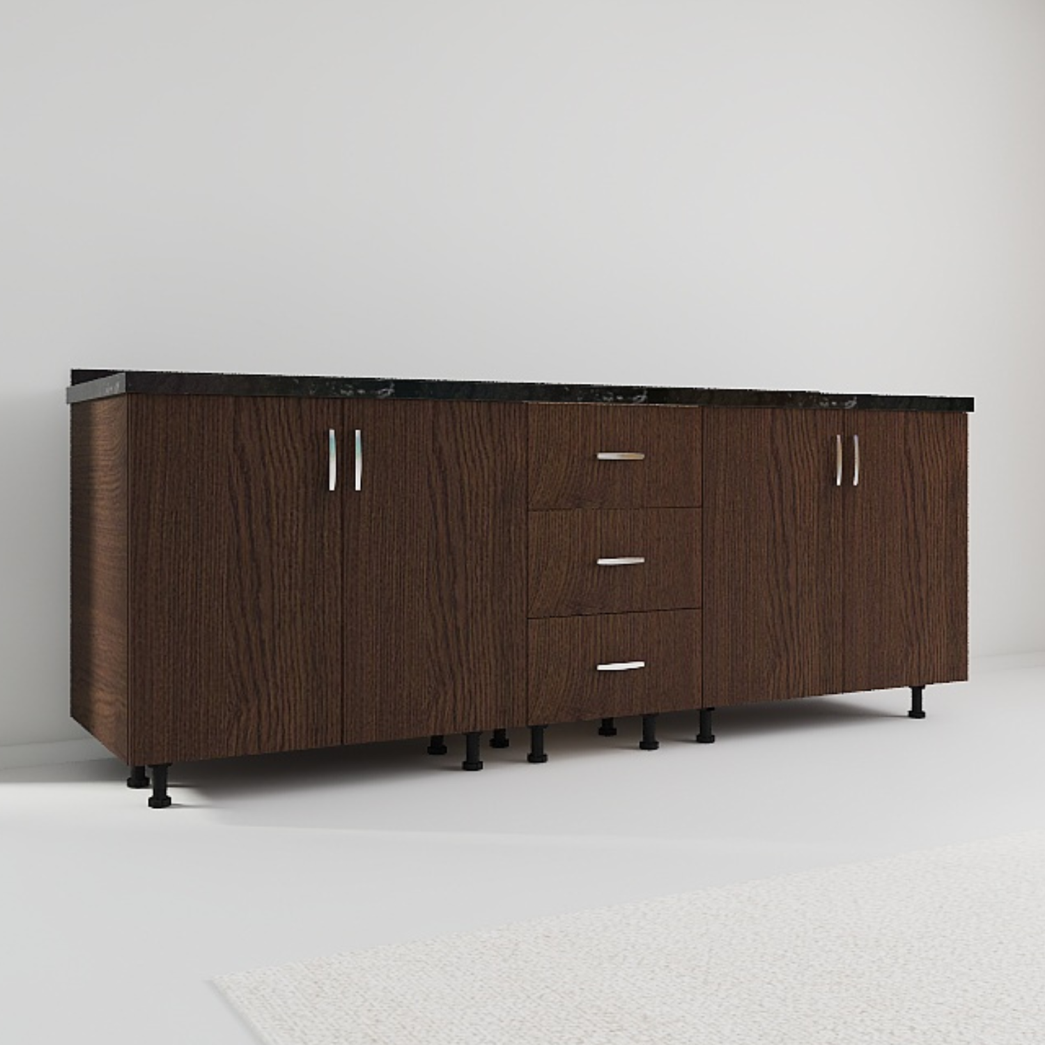 Corp Inferior Bucatarie L200 x A50 x H90 cm, Culoare WENGE, Pal 18mm, Blat Termorezistent 2.8 cm - imagine 3