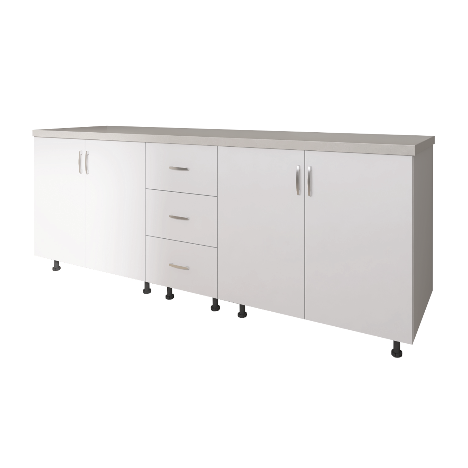 Corp Inferior Bucatarie L200xA50xH90 cm, Culoare ALB, Pal 18mm, Blat Termorezistent 2.8 cm - imagine 5