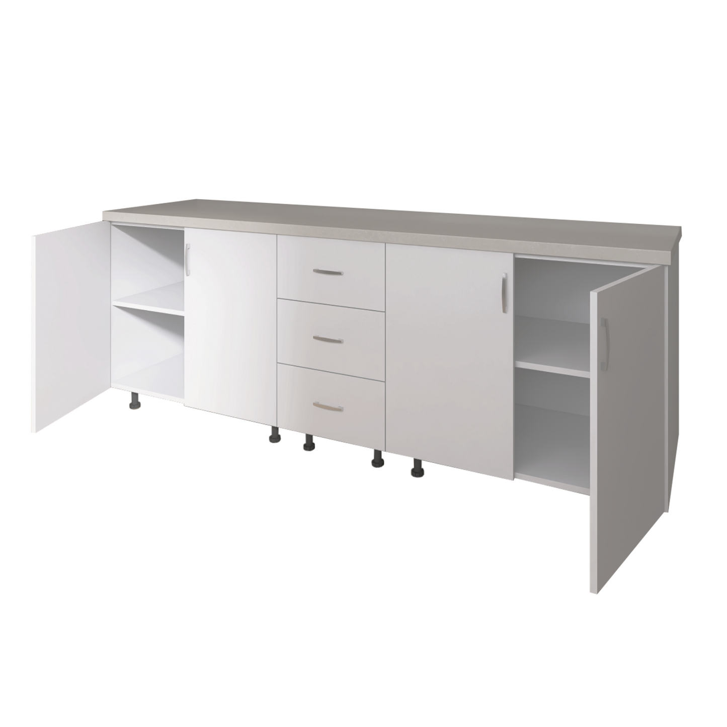 Corp Inferior Bucatarie L200xA50xH90 cm, Culoare ALB, Pal 18mm, Blat Termorezistent 2.8 cm - imagine 4