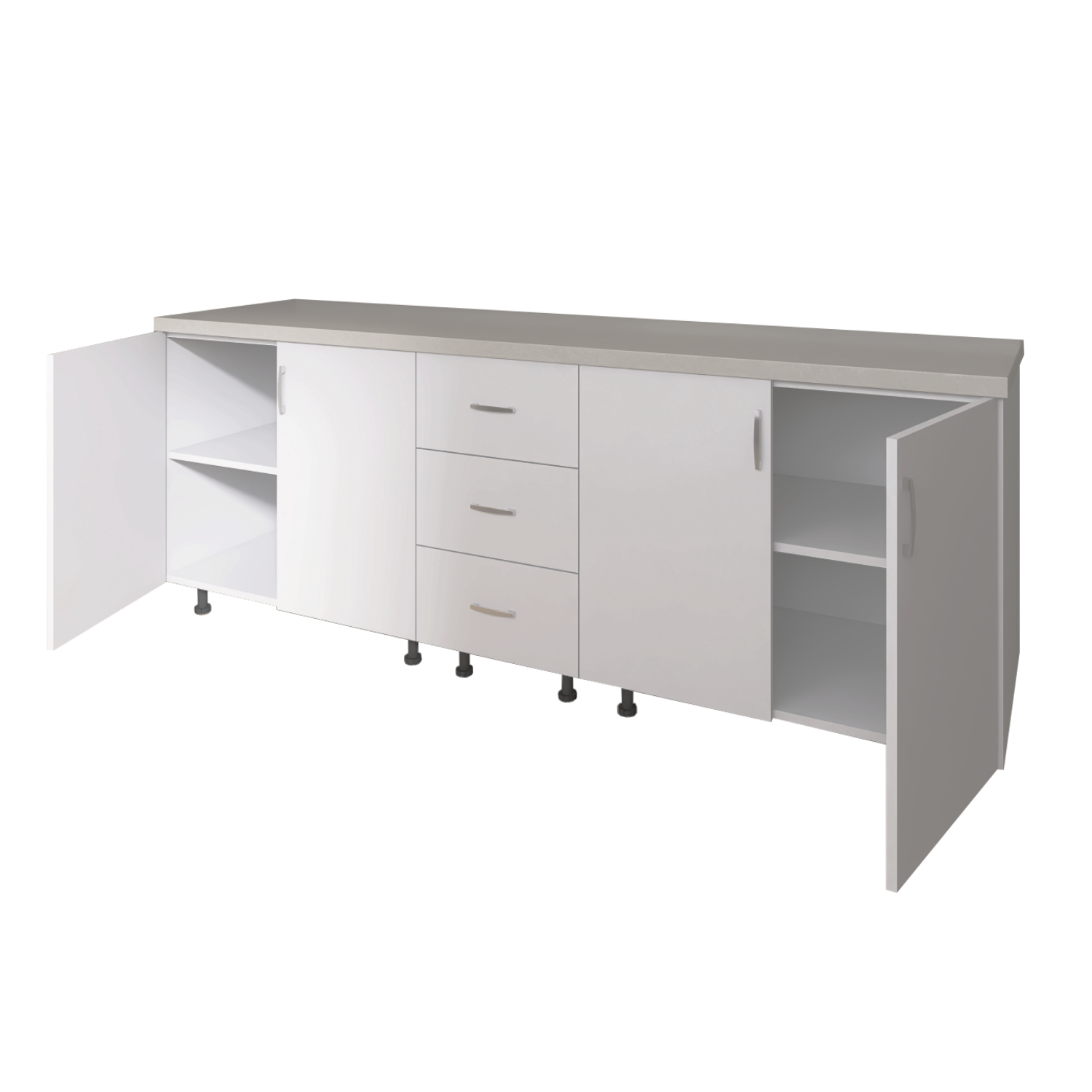 Corp Inferior Bucatarie L200xA50xH90 cm, Culoare ALB, Pal 18mm, Blat Termorezistent 2.8 cm - imagine 4