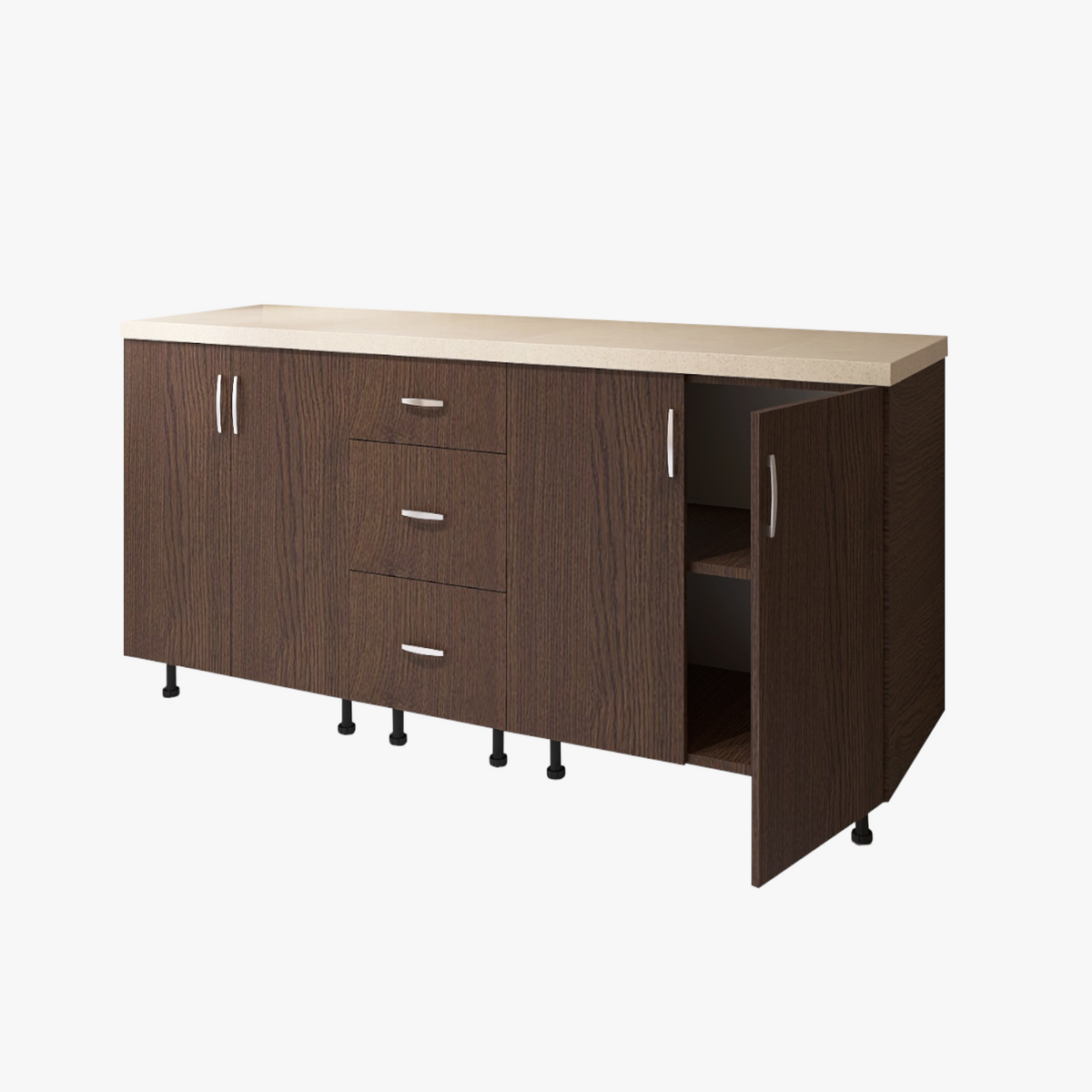 Corp Inferior Bucatarie L200xA50xH90 cm, Culoare WENGE, Pal 18mm, Blat Termorezistent 2.8 cm - imagine 2