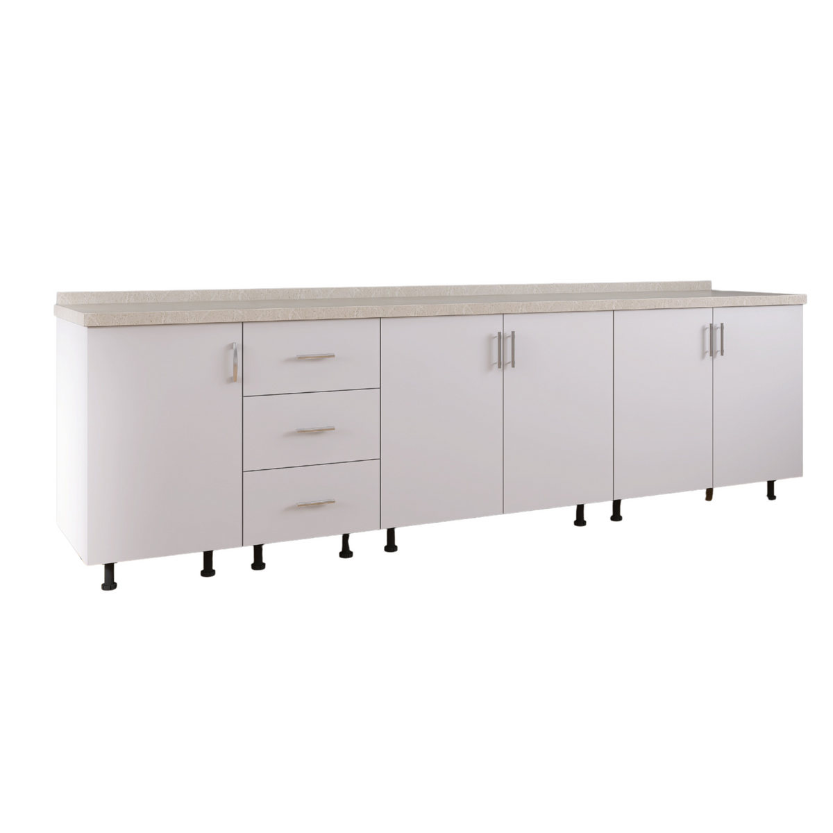 Corp Inferior Bucatarie L220 x A50 x H90 cm, Culoare Alb, Pal 18mm, Blat Termorezistent 2.8 cm - imagine 2