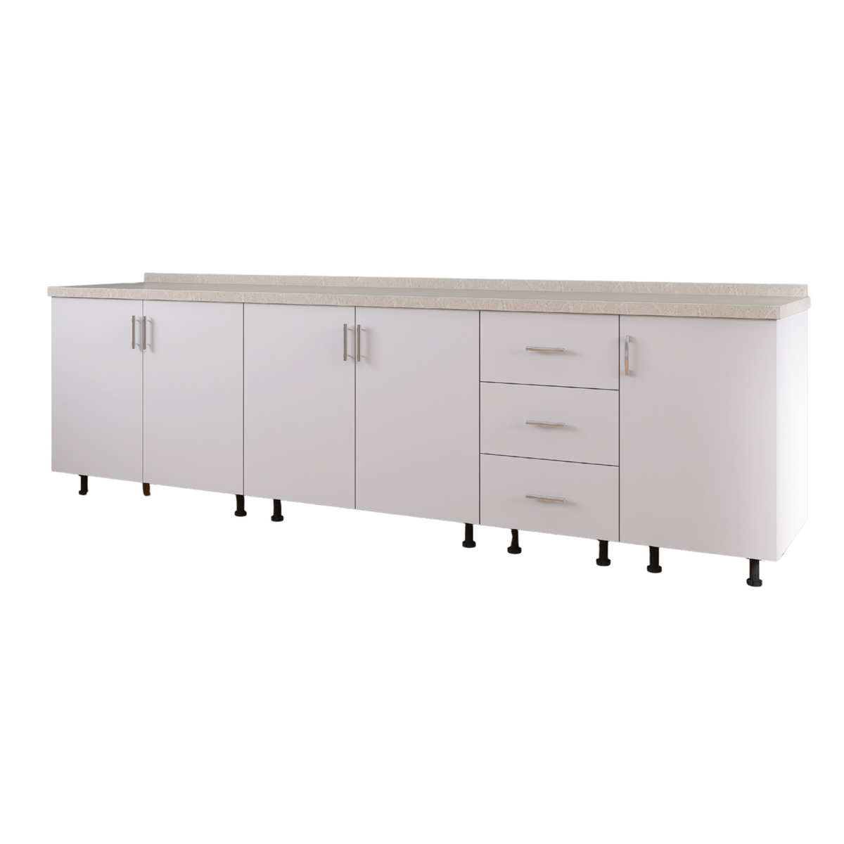 Corp Inferior Bucatarie L220 x A50 x H90 cm, Culoare Alb, Pal 18mm, Blat Termorezistent 2.8 cm - imagine 3