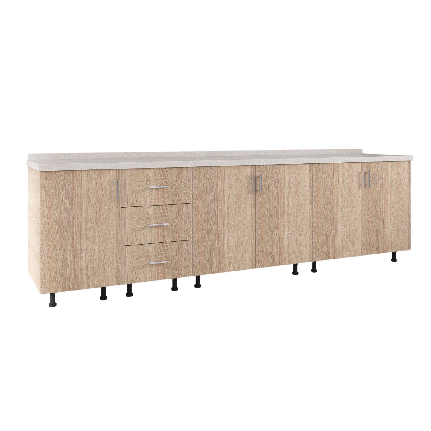 Corp Inferior Bucatarie L220 x A50 x H90 cm, Culoare Stejar Sonoma, Pal 18mm, Blat Termorezistent 2.8 cm - imagine 3