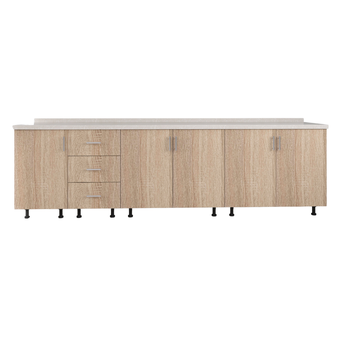 Corp Inferior Bucatarie L220 x A50 x H90 cm, Culoare Stejar Sonoma, Pal 18mm, Blat Termorezistent 2.8 cm - imagine 2