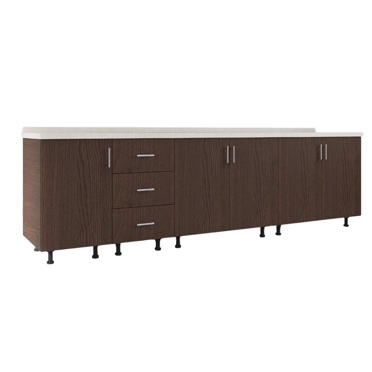 Corp Inferior Bucatarie L220 x A50 x H90 cm, Culoare Wenge, Pal 18mm, Blat Termorezistent 2.8 cm - imagine 3