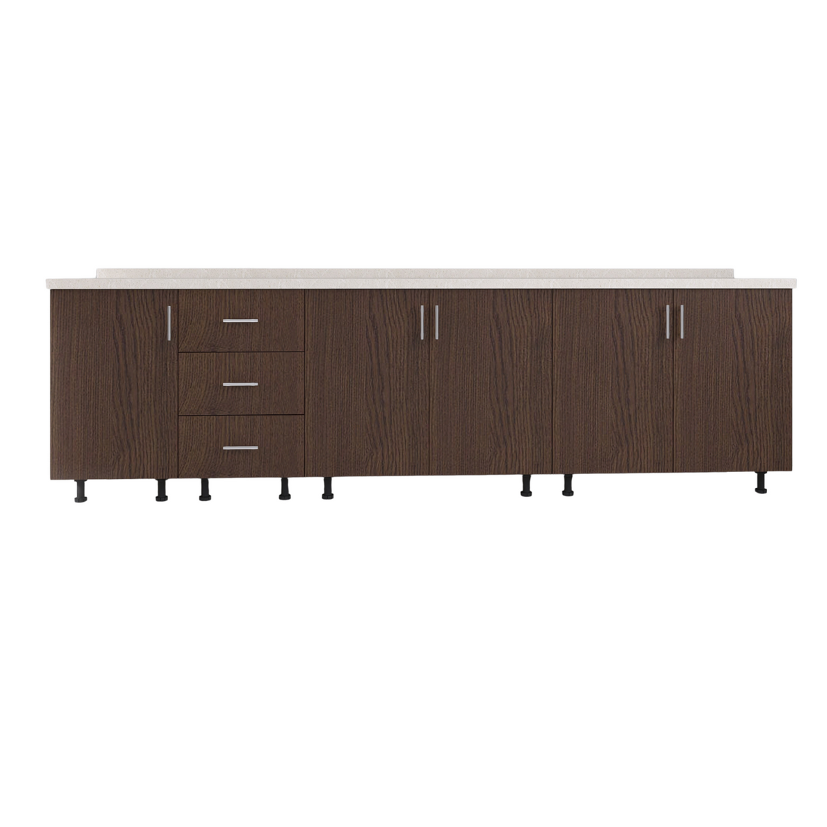 Corp Inferior Bucatarie L220 x A50 x H90 cm, Culoare Wenge, Pal 18mm, Blat Termorezistent 2.8 cm - imagine 2