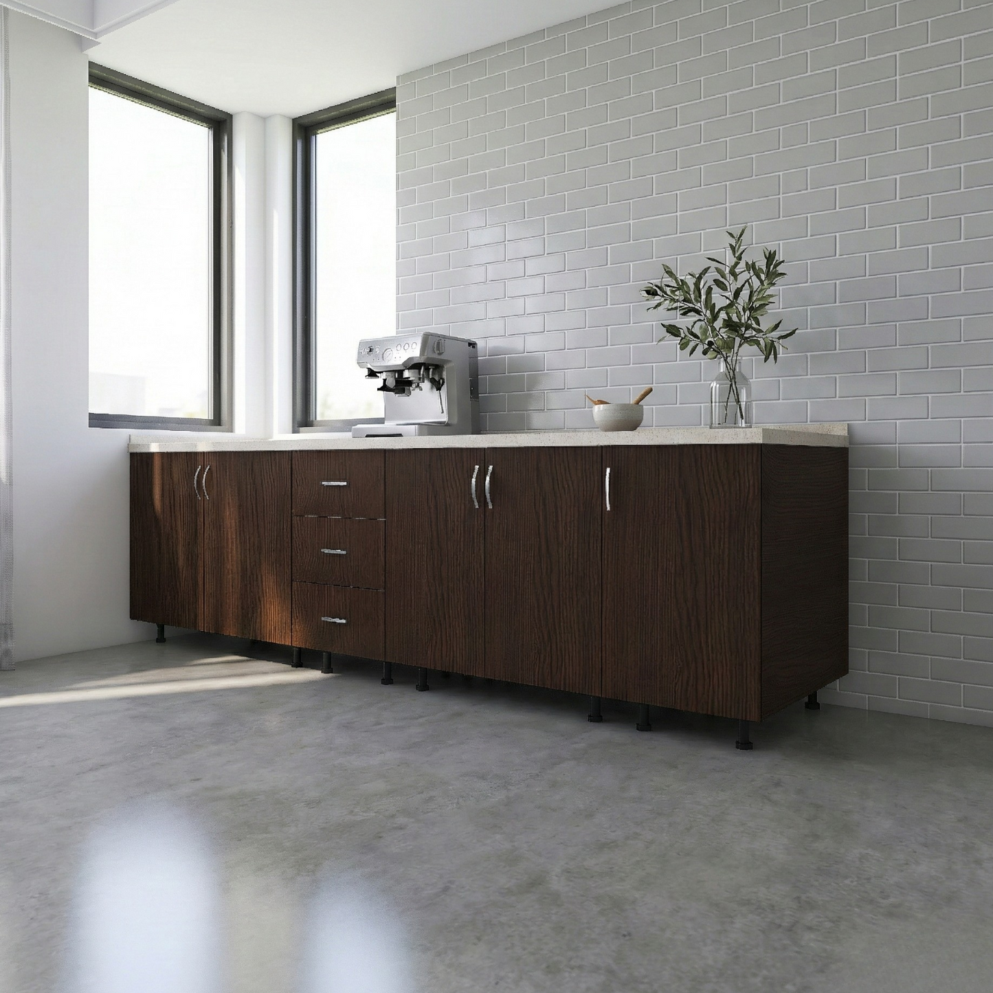 Corp Inferior Bucatarie L240 x A50 x H90 cm, Culoare Wenge, Pal 18mm, Blat Termorezistent 2.8 cm - imagine 2