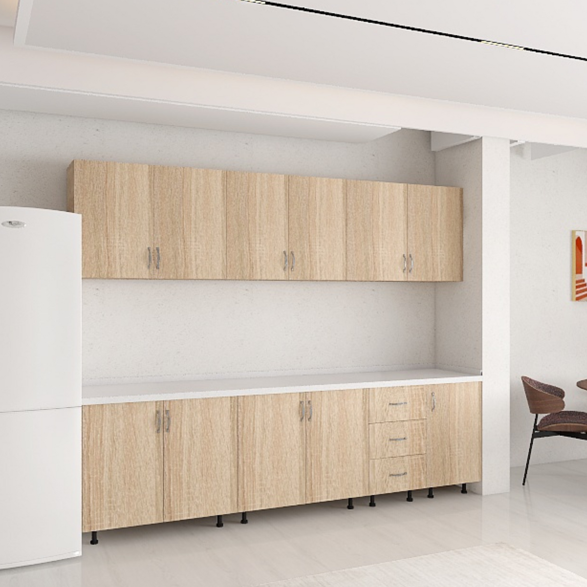 Set Bucatarie 220 cm, Pal 18mm, Culoare Sonoma. Blat Termorezistent Inclus - imagine 2