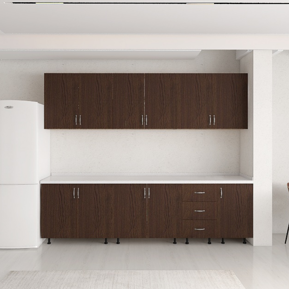 Set Bucatarie 220 cm, Pal 18mm, Culoare Wenge. Blat Termorezistent Inclus