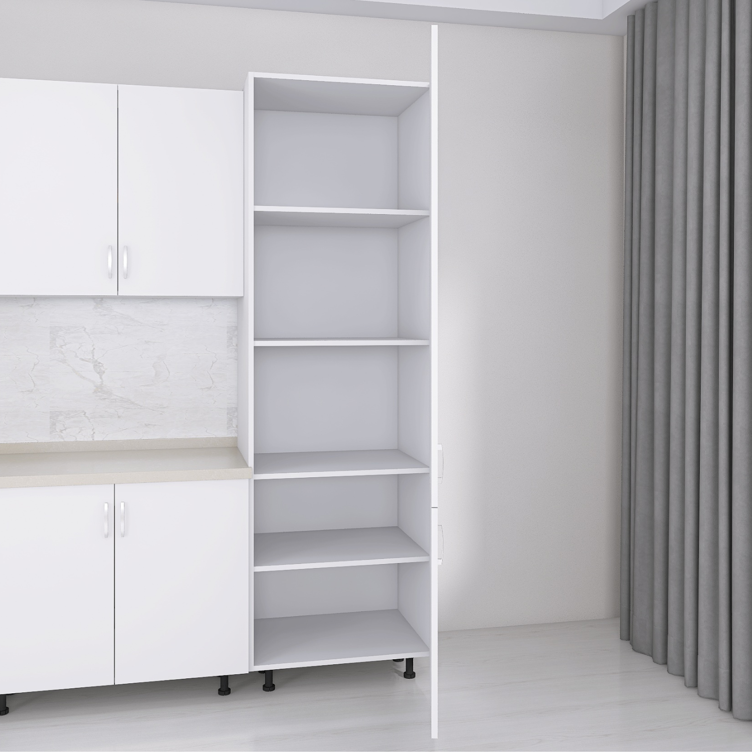 Soldat Bucatarie H210 x A55 x L60 cm, Culoare Alb, Pal 18mm - imagine 2